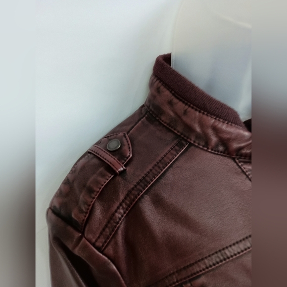Like New!Burgundy Merlo Maroon Faux Fall Winter SONOMA Leather Jacket (#1,240) - Picture 5 of 9